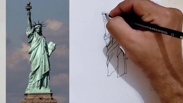 How To Draw Statue Of Liberty USA Step by Step Drawing | Part 10 | Asad Afridi Arts смотреть онлайн