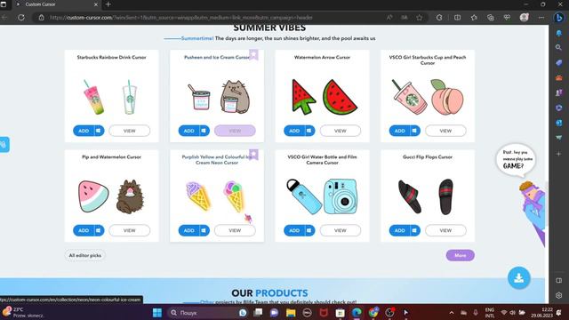 показал как поставить курсор Custom Cursor смотреть онлайн