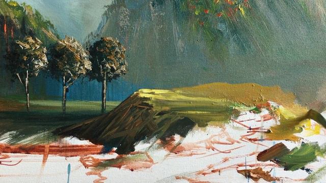 Painting a Beautiful Mountain Landscape with Acrylics | Knife Painting | How to Paint Landscapes смотреть онлайн