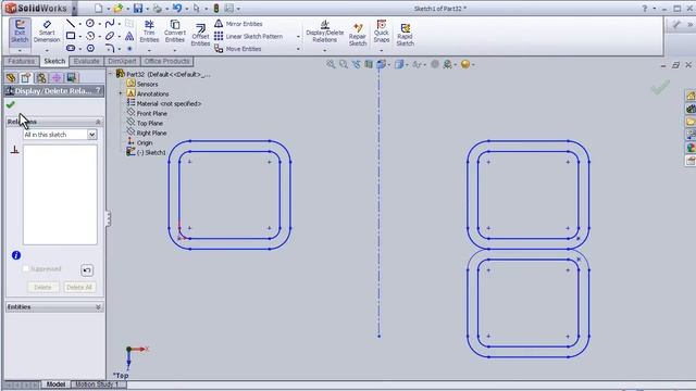 26- SOLIDWORKS SKETCH TUTORIAL: DISPLAY/ DELETE RELATIONS смотреть онлайн