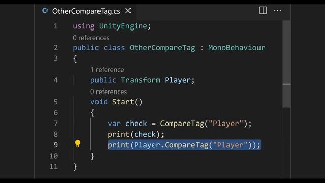 Unity C#. CompareTag. Справочник. Мусин Михаил.