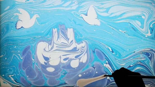 Пасхальная эбру-открытка. Ebru by PrigodA смотреть онлайн