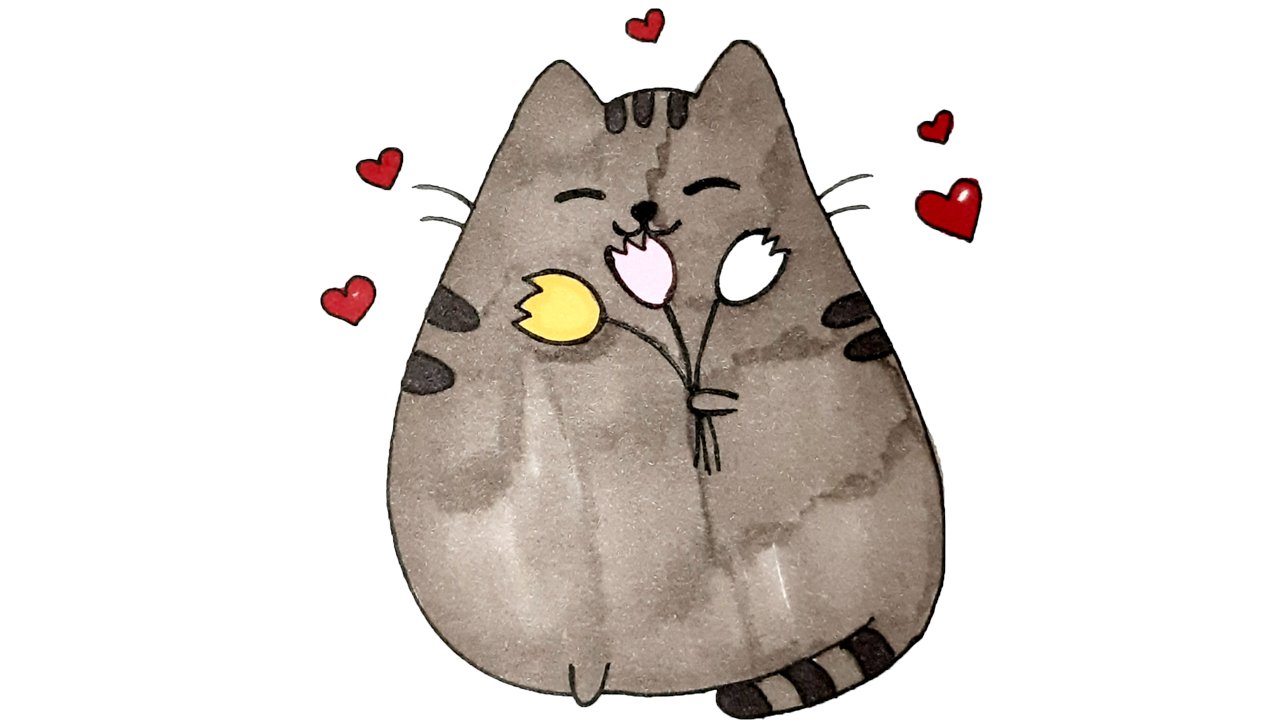 Как нарисовать КОТА ПУШИНА С ЦВЕТАМИ смотреть онлайн