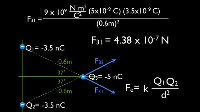 Coulomb's Law (6 of 7) Force from Three Charges Arranged in a Triangle смотреть онлайн