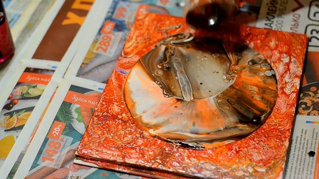 Заливка акрилом. Акриловый лак+колер+силикон. pouring acrylic смотреть онлайн