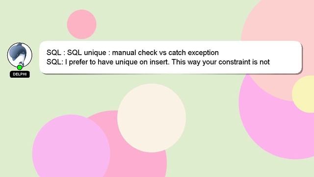 SQL : SQL unique : manual check vs catch exception смотреть онлайн