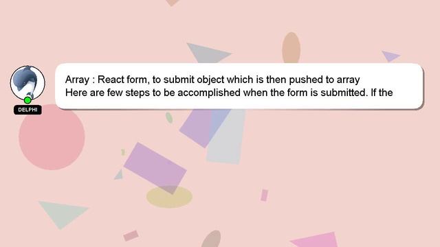 Array : React form, to submit object which is then pushed to array смотреть онлайн