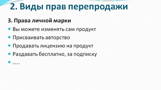 Урок 2: Виды прав перепродажи смотреть онлайн