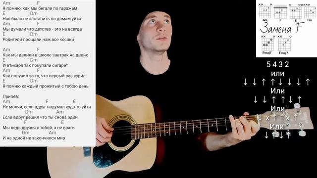 Леша Свик - Друг: как играть на гитаре без баррэ, аккорды, разбор песни + cover смотреть онлайн