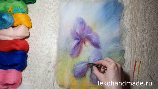 Шерстяная акварель/ Как нарисовать цветы шерстью/ Ирисы смотреть онлайн