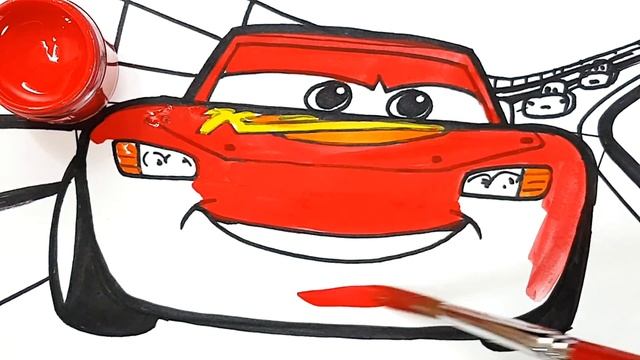 How to draw LIGHTNING McQUEEN Using Basic Shapes . CARS 3 Painting Drawing Coloring for Kids смотреть онлайн