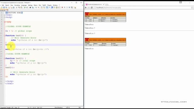 6. PHP Variable Scope смотреть онлайн