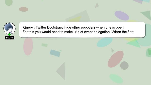 jQuery : Twitter Bootstrap: Hide other popovers when one is open смотреть онлайн