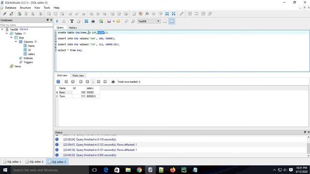 Create table,Insert value and Data Types in Sqlite Database смотреть онлайн