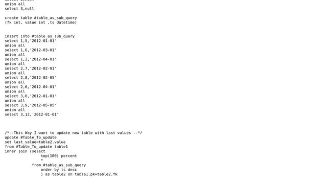 Databases: Find last (max) value according to TimeStamp using update method смотреть онлайн
