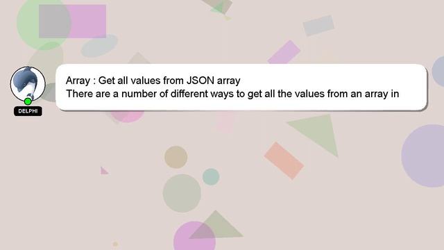 Array : Get all values from JSON array смотреть онлайн