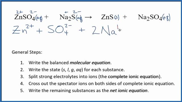 How to Write the Net Ionic Equation for ZnSO4 + Na2S = ZnS + Na2SO4 смотреть онлайн
