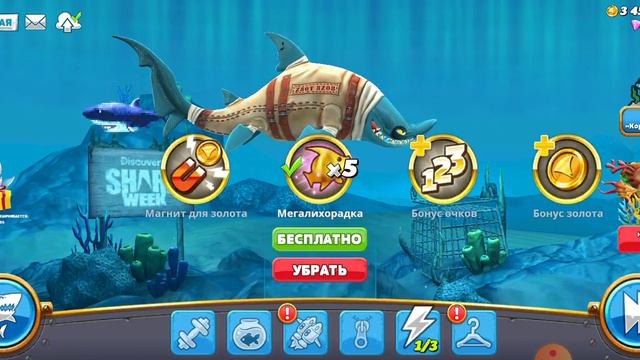 Hungry Shark World ( Мир голодных акул) дали тигровую акулу за ежедневный подарок смотреть онлайн