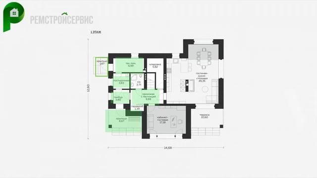 Проект дома в современном стиле. Дом с эркером, террасой и балконом. Архион М-350 смотреть онлайн