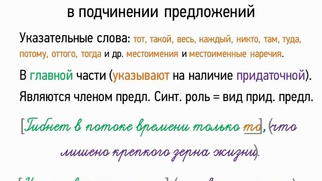 Роль указательных слов в подчинении предложений (9 класс, видеоурок-презентация) смотреть онлайн