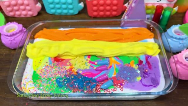 RAINBOW SLIME ! Mixing Random Into GLOSSY SLIME ! Relaxing Slime Video #226