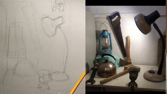 Конструктивный рисунок. Натюрморт смотреть онлайн