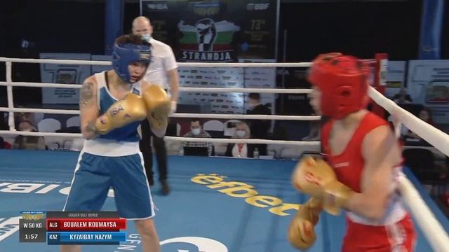 Finals (W50kg) BOUALEM ROUMAYSA (ALG) vs KYZAIBAY NAZYM (KAZ) | Strandja 2022 смотреть онлайн