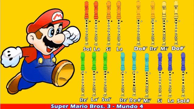 Super Mario Bros. 3 | Mundo 4 en Flauta Dulce con Notas смотреть онлайн