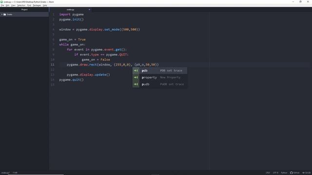 [pygame] Python snake game (pt1) - Installing Pygame, creating and controlling a character смотреть онлайн