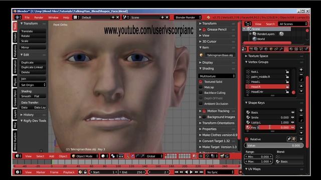 Blender 3D Tutorial - Face Animation and Blend Shapes by VscorpianC смотреть онлайн