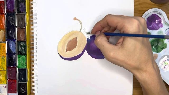 Как нарисовать сливу карандашом и гуашью для детей | Рисунок поэтапно для срисовки смотреть онлайн