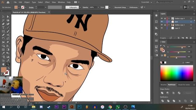 Adobe Illustrator Simple Vector Portrait using Huion Kamvas pro 13 смотреть онлайн