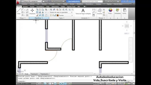 AutoCAD 2012: Paso6_PLANTA BAJA (Esc.1:50) y Insertar Bloques смотреть онлайн