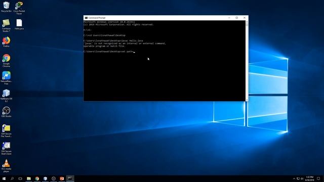 Using Windows 10 command line to compile and run Java program смотреть онлайн
