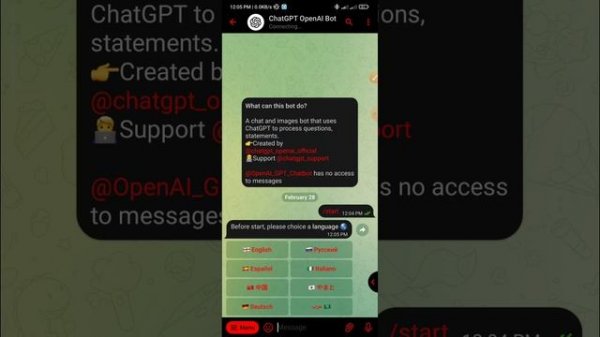 use chat GPT on telegram for free