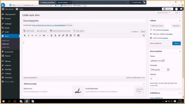 Wordpress nettisivut, Osa 4, Sivun luominen omalle nettisivulle смотреть онлайн