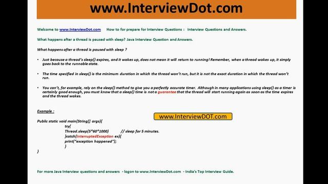 what happens after a thread is paused with sleep java interview question and answer смотреть онлайн