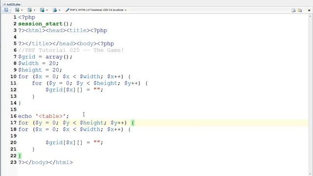 PHP Tutorial 025, The Game Part 1/3 смотреть онлайн
