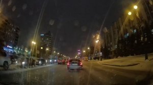 Движение на автомобиле по улицам города Тюмени до Профсоюзной и далее в вечернее время