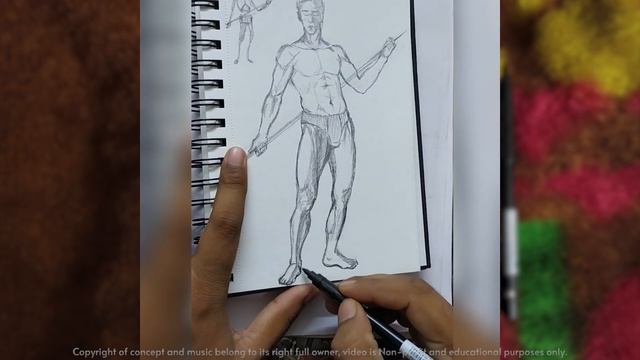 Figure drawing practice on sketchbook | Human with stick | Thumbnail to final sketch art 014 смотреть онлайн