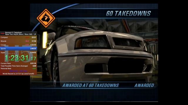 Burnout 3: Takedown Race Tour Any% (Xbox) New PB 2:47:28.72 смотреть онлайн