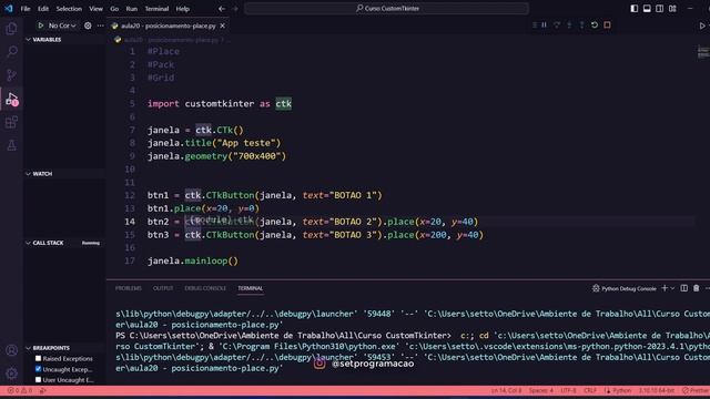 Aula 20 - Posicionamento de Widgets na Janela com (Place) || #tkinter #python #customtkinter смотреть онлайн