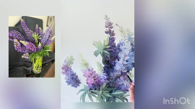 Watercolor, Flowers. Акварель, люпины 08-07-2023 #акварель #watercolor
