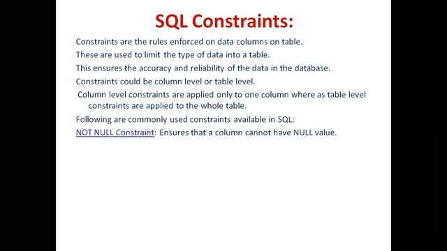 SQL PART 1- RDBMS CONCEPTS, WHAT IS RDBMS, TABLE, FIELD, RECORD, SQL CONSTRAINTS, SQL INTEGRITY смотреть онлайн