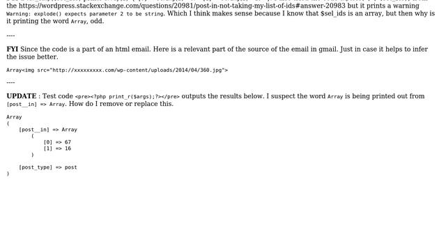 Wordpress: post__in works but also prints the word Array смотреть онлайн