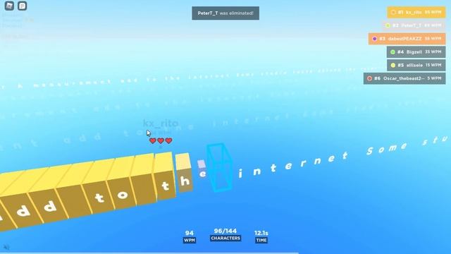 Roblox | Type Race (Survival Mode) | 97WPM 17.8s 1miss смотреть онлайн