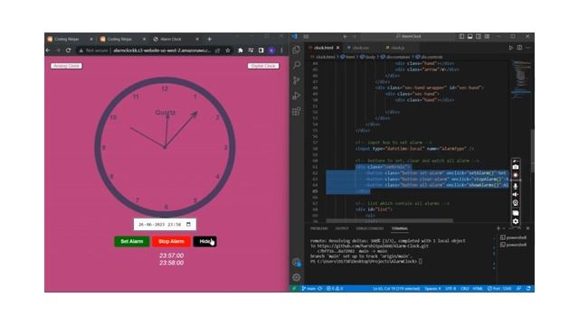 Simple Alarm Clock using HTML CSS Java Script | | Analog and Digital Clock смотреть онлайн