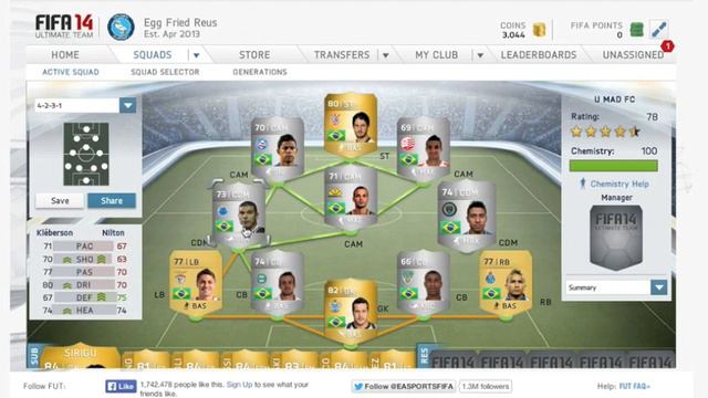 INSANE BRAZIL SQUAD BUILDER - WITH A HIDDEN GEM - FIFA 14 ULTIMATE TEAM смотреть онлайн