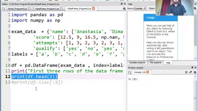 How to extract first three rows from DataFrame смотреть онлайн