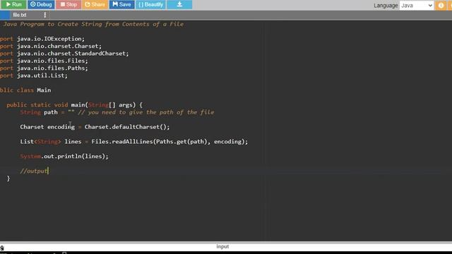Java Program to Create String from Contents of a File смотреть онлайн
